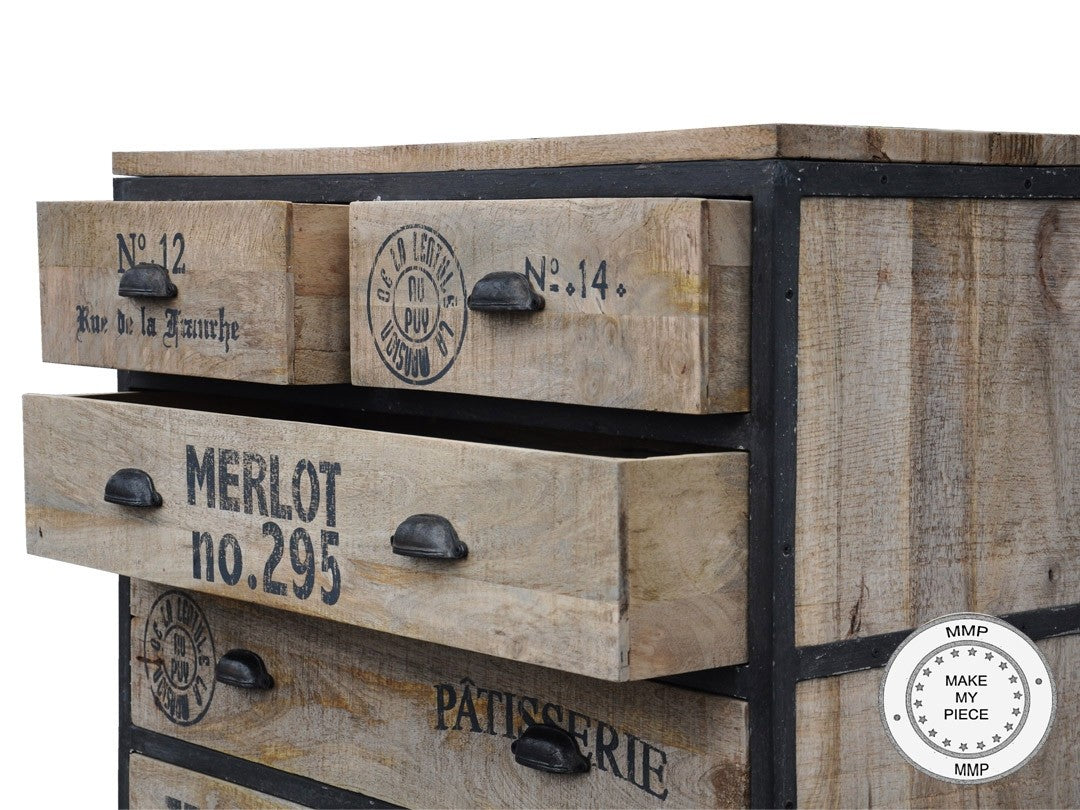 Earth Industrial Indian Solid Wood Chest of Drawers - Natural Finish 37.4