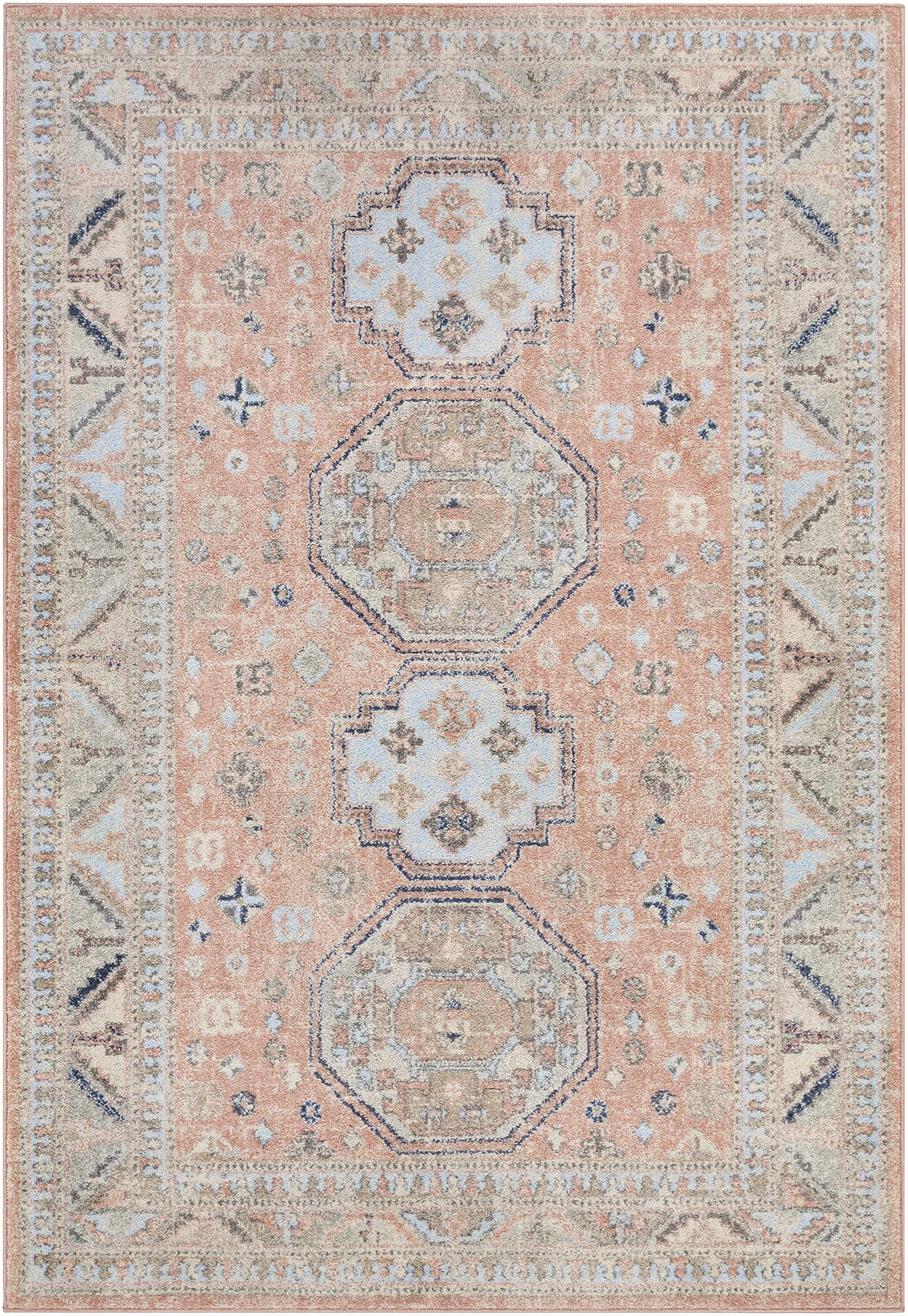 Hauteloom Mantador Traditional Gray Beige Blue Area Rug 7'10
