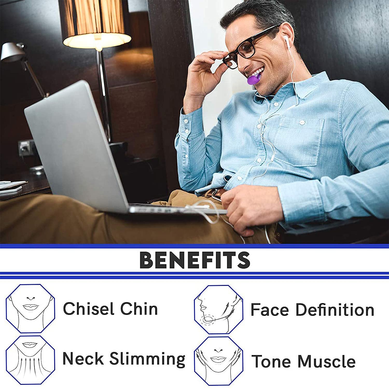 Kixre Jaw Exerciser for Double Chin Reduction & Jawline Definition - Face and Neck Muscle Toner for Men & Women | Improve Facial Contour & Slim Neck for Daily Workout & Beauty Routine