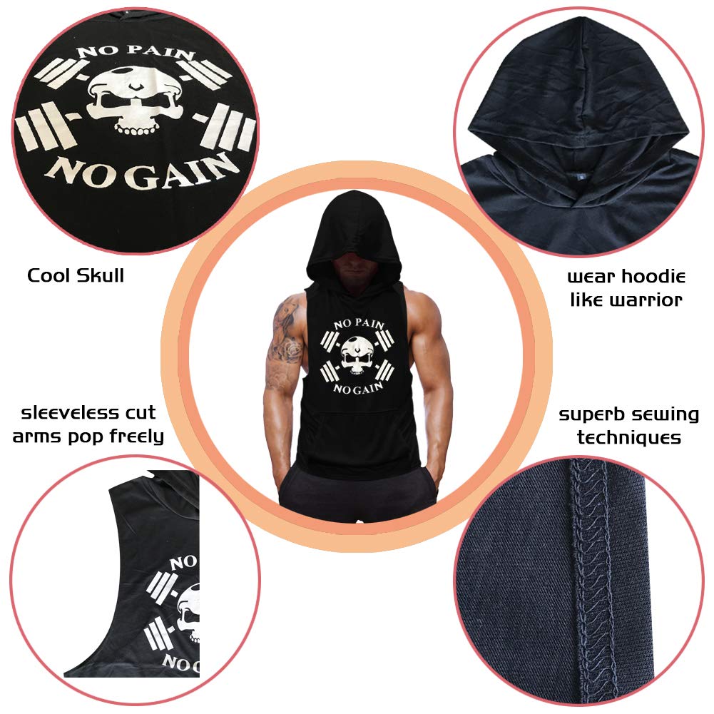 SZKANI Men's Skull Print Sleeveless Workout Tank Top - Gym Bodybuilding Stringer Vest for Fitness Training & Muscle Building - Perfect for Weightlifting, CrossFit & Summer Workouts