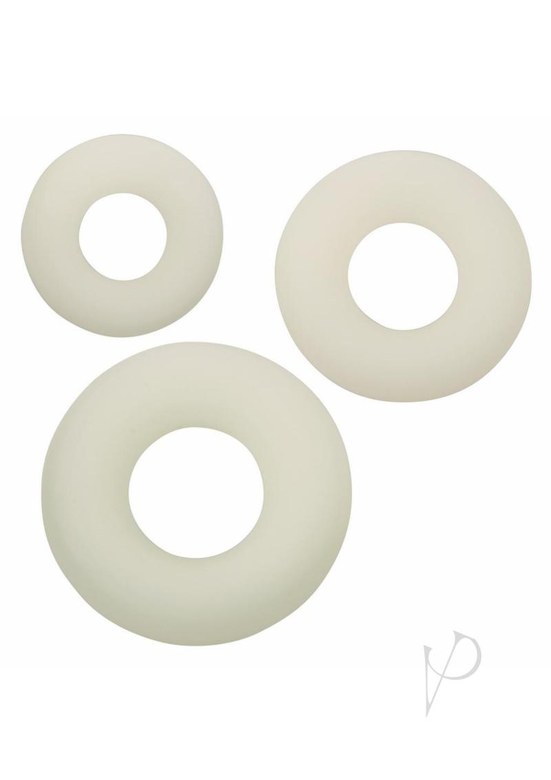 Glow in the Dark Silicone Rings Set of 3 - White Wedding Bands for Men & Women - Perfect for Night Activities, Camping, and Outdoor Adventures