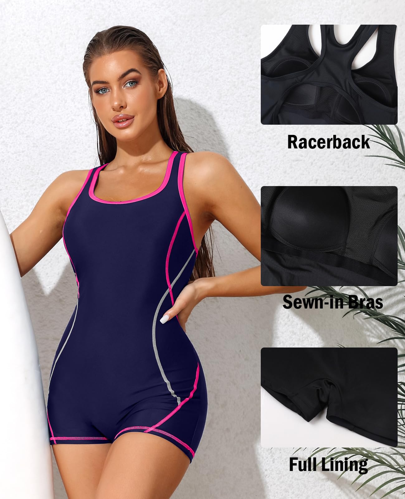 Women's Athletic One Piece Swimsuit - Racerback Boyleg Bathing Suit for Swimming, Workout & Beach | Comfortable & Stylish Swimwear for Pool, Gym & Vacation