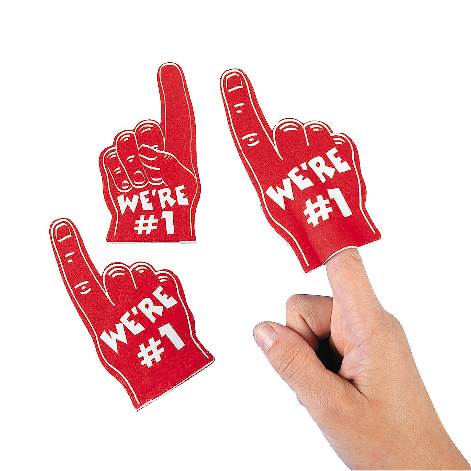 Fun Express Red Mini Foam Fingers - Bulk Pack of 12 - Cheerleading & Sports Fan Party Supplies - Perfect for Game Day, School Events & Team Spirit Activities