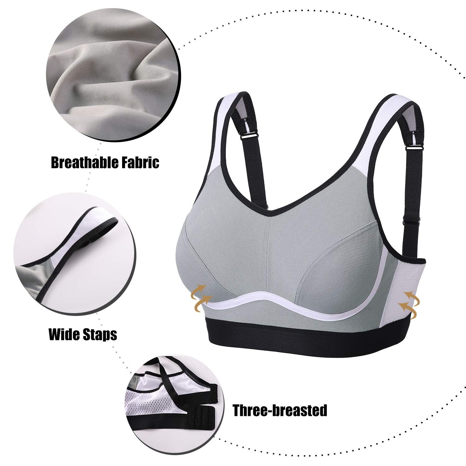 VANTONIA High Impact Sports Bras for Women - Wireless Plus Size Workout Bra with Maximum Support - Perfect for Running, Gym & High-Intensity Training
