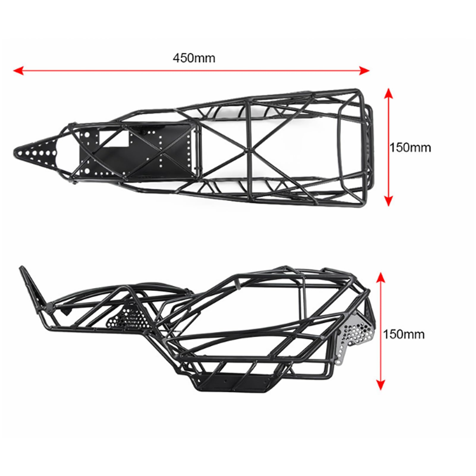 BNineteenteam Black Metal RC Car Roll Cage & Body Frame - 1/10 Scale Welded Chassis for Axial Wraith Remote Control Car Accessories | Off-Road Racing & Crawler Upgrade Parts