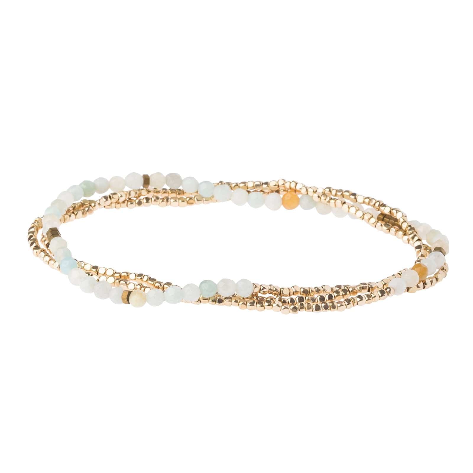 Amazonite Delicate Wrap Bracelet for Courage & Strength - Healing Crystal Jewelry for Women, Adjustable Beaded Bracelet for Positive Energy, Meditation & Everyday Wear