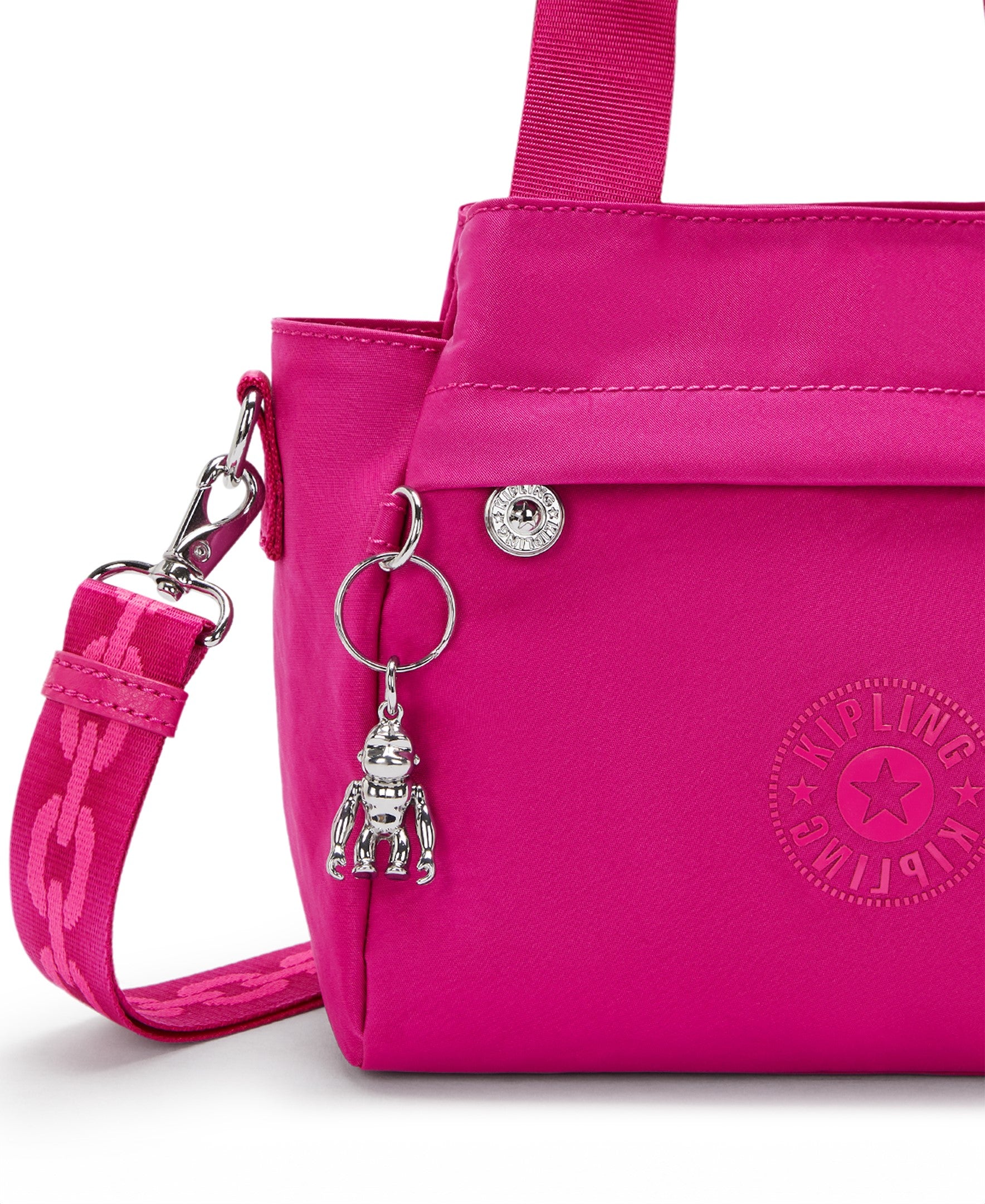 Kipling Cool Elysia Small Satin Shoulder Bag for Women - Lightweight Crossbody Purse with Adjustable Strap, Fuchsia Night (Perfect for Work, Travel & Everyday Use)