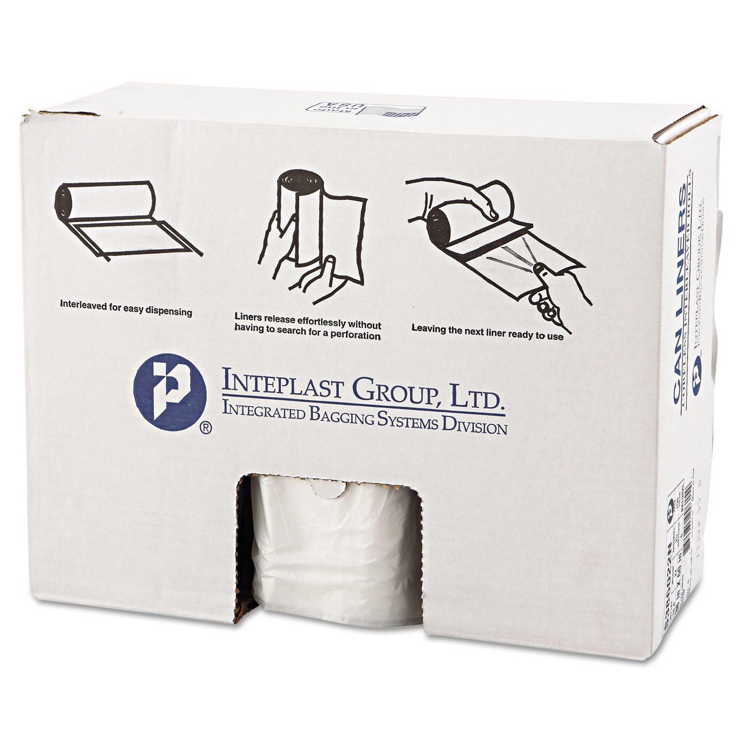 Inteplast S386022N Clear High-Density Can Liners 38x60 Inches - 60 Gallon Trash Bags, 22 Micron Thickness (25 Bags/Roll, 6 Rolls/Carton) - Heavy Duty Garbage Bags for Kitchen, Office & Outdoor Use