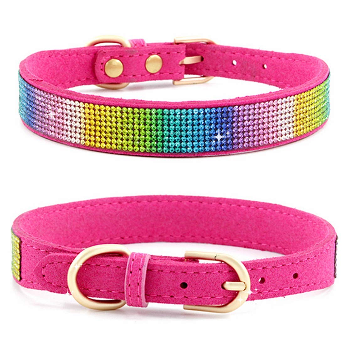 Sparkling Rhinestone Dog Collar - Soft Suede Leather Pet Collar with Crystal Diamonds for Small Dogs & Cats | Perfect for Parties, Weddings & Special Occasions