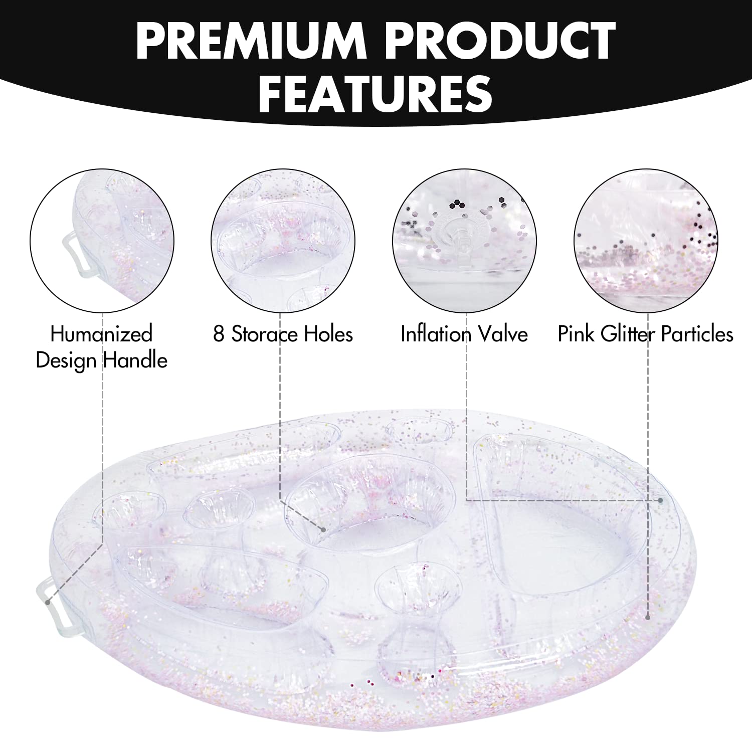 Inflatable PVC Drink Holder for Pool & Beach - Floating Beverage & Fruit Tray - Transparent Waterproof Party Accessories for Swimming Pool Decor, Summer Parties & Outdoor Relaxation