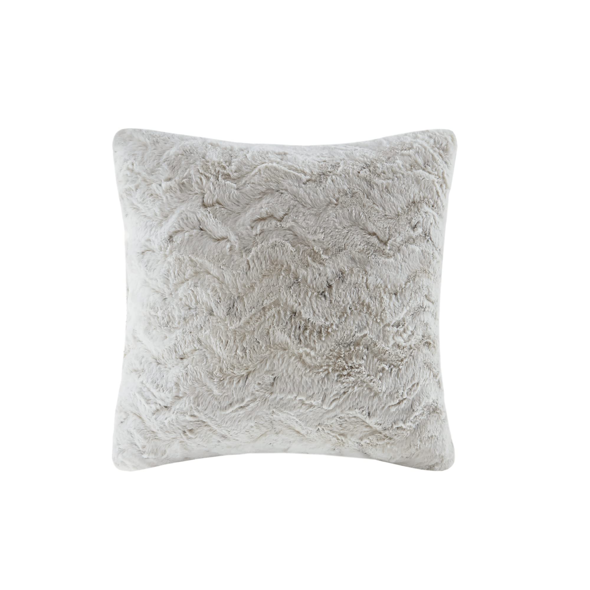 Madison Park Zuri Faux Fur Ombre Stripe Ultra Soft Luxury Decorative Throw Pillows for Couch, Sofa, Bed - Includes Insert - 18x18 Inches - Snow Leopard Print - Perfect for Living Room, Bedroom & Home Decor