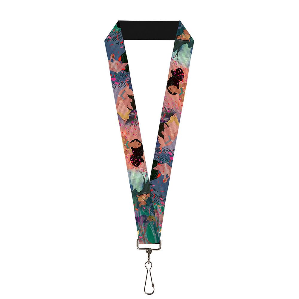 Buckle Down Pocahontas & John Smith Scenes Lanyard - 1.0 Inch Wide Adjustable Neck Strap for ID Badges, Keys & Work Security - Perfect for Office, School, Events & Conventions