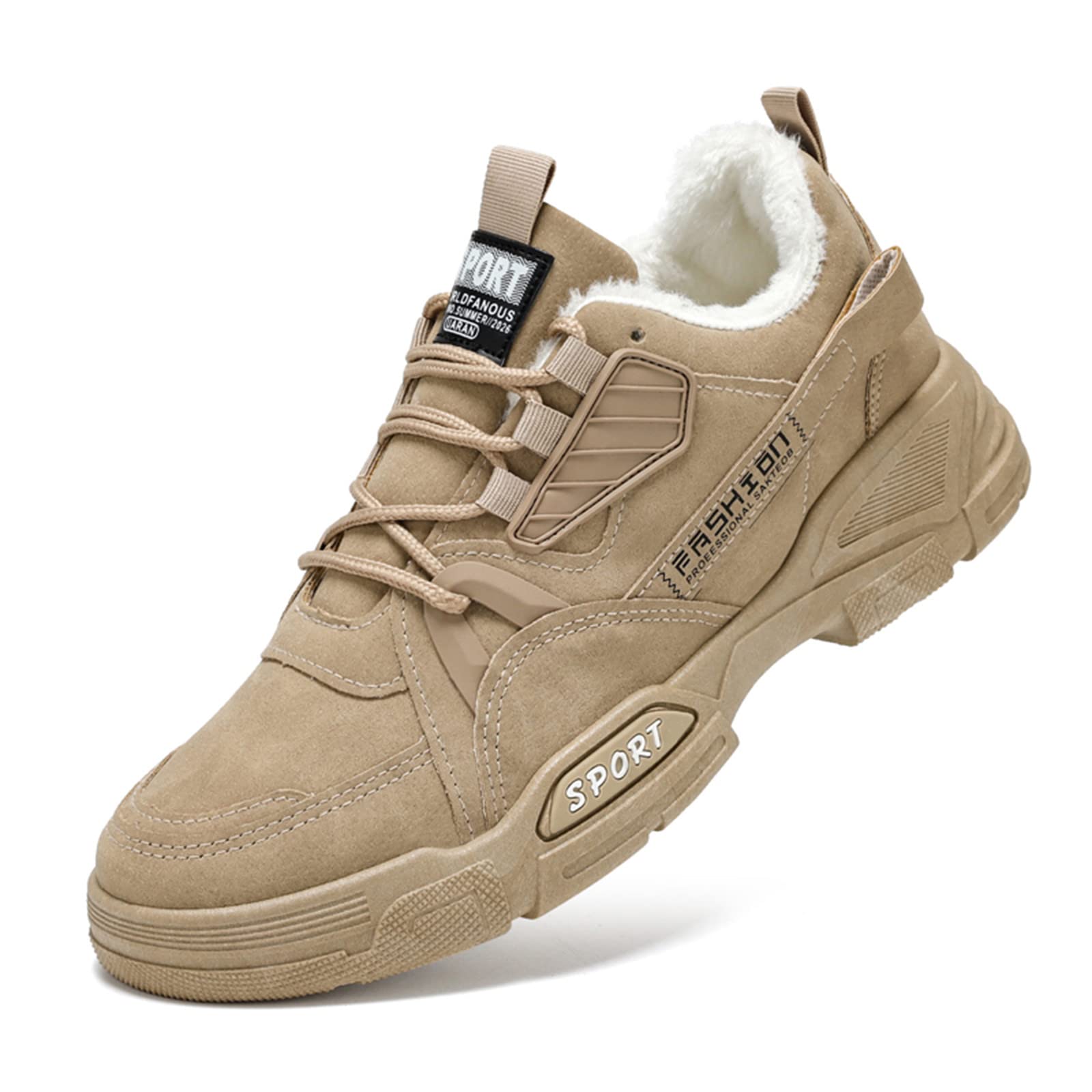 IQYU Men's Outdoor Flat Shoes - Winter Warm Casual Work Boots for Hiking, Walking & Daily Wear - Comfortable & Durable for All Seasons