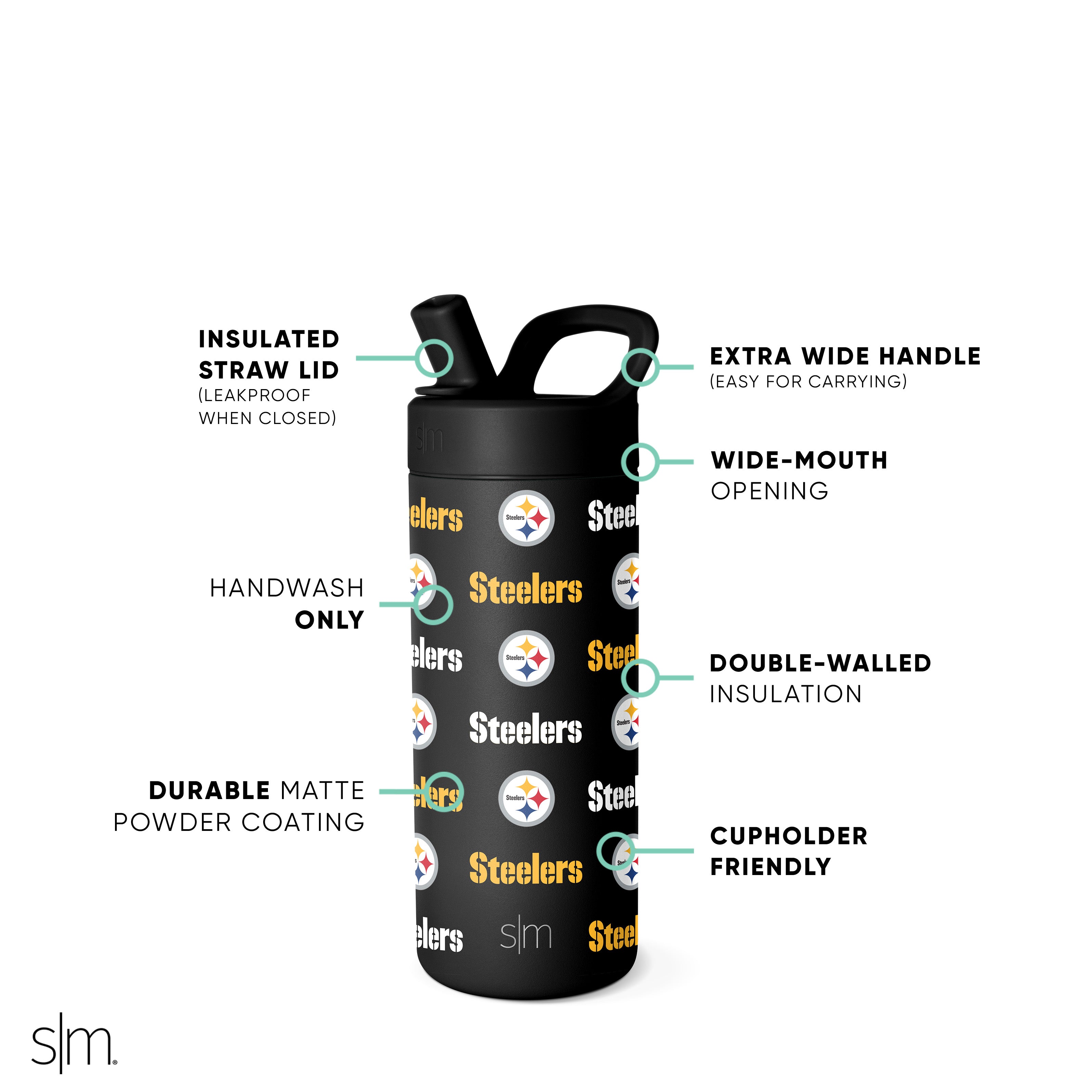 NFL Insulated Tumbler with Manual Straw Lid - 20oz Stainless Steel Water Bottle for Sports Fans, Travel & Outdoor Activities