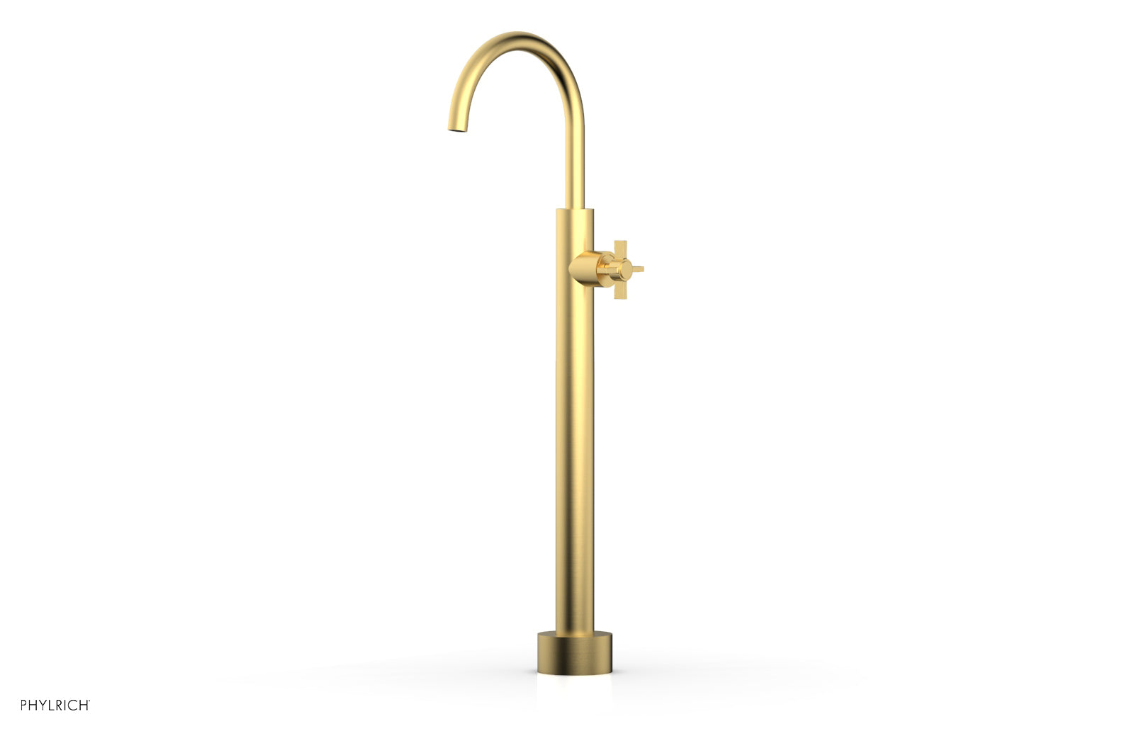 BASIC Low Floor Mount Tub Filler with Cross Handle - D132 44 04 - Perfect for Modern Bathroom Renovations and Spa-Like Showers