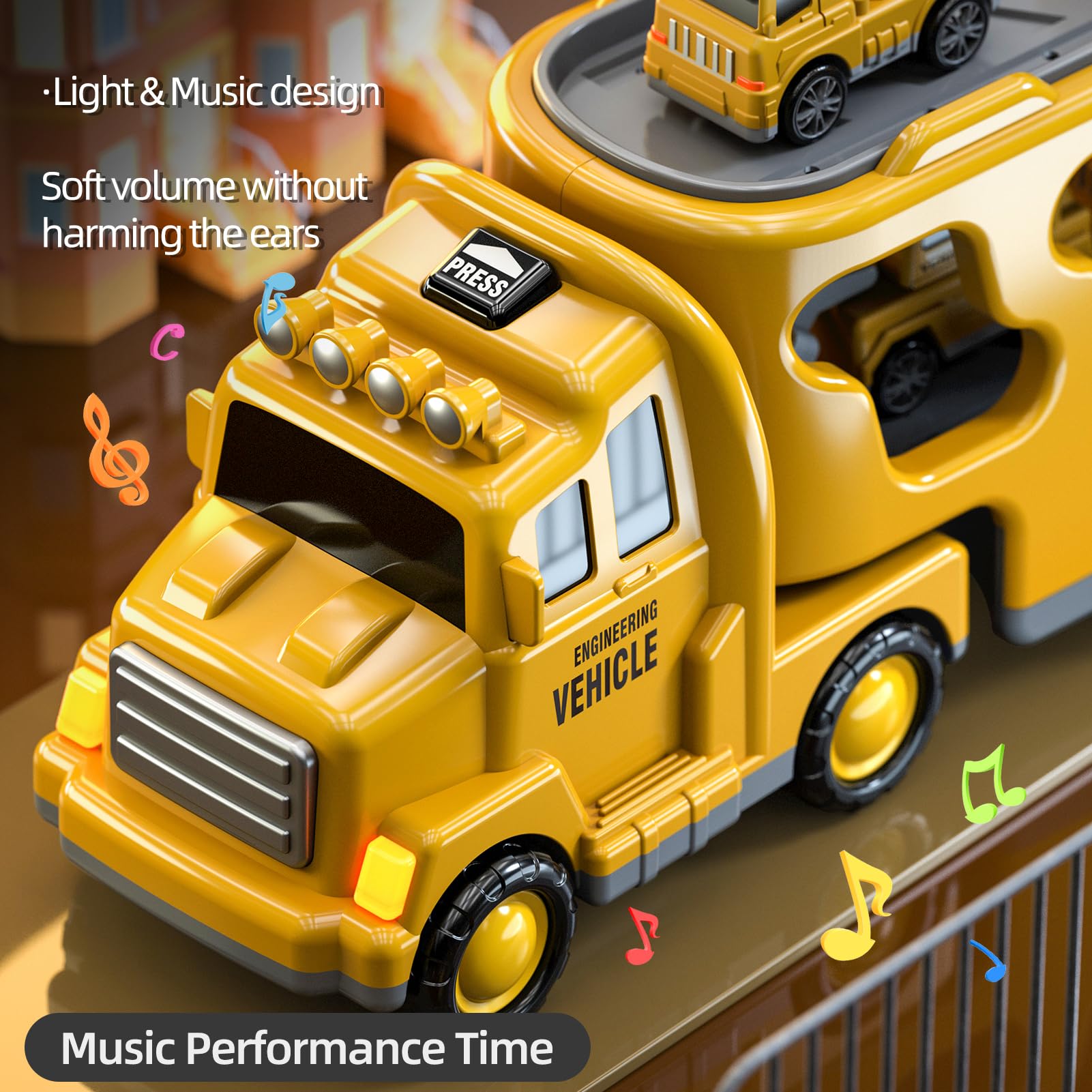 5 in 1 Construction Truck Toys Set with Lights & Sounds - STEM Learning Vehicles for Toddlers Boys Age 3-5 - Dump Truck, Excavator & More - Perfect Birthday Gift & Pretend Play for Preschoolers (Ideal for Sandbox Play & Construction Role-Playing)