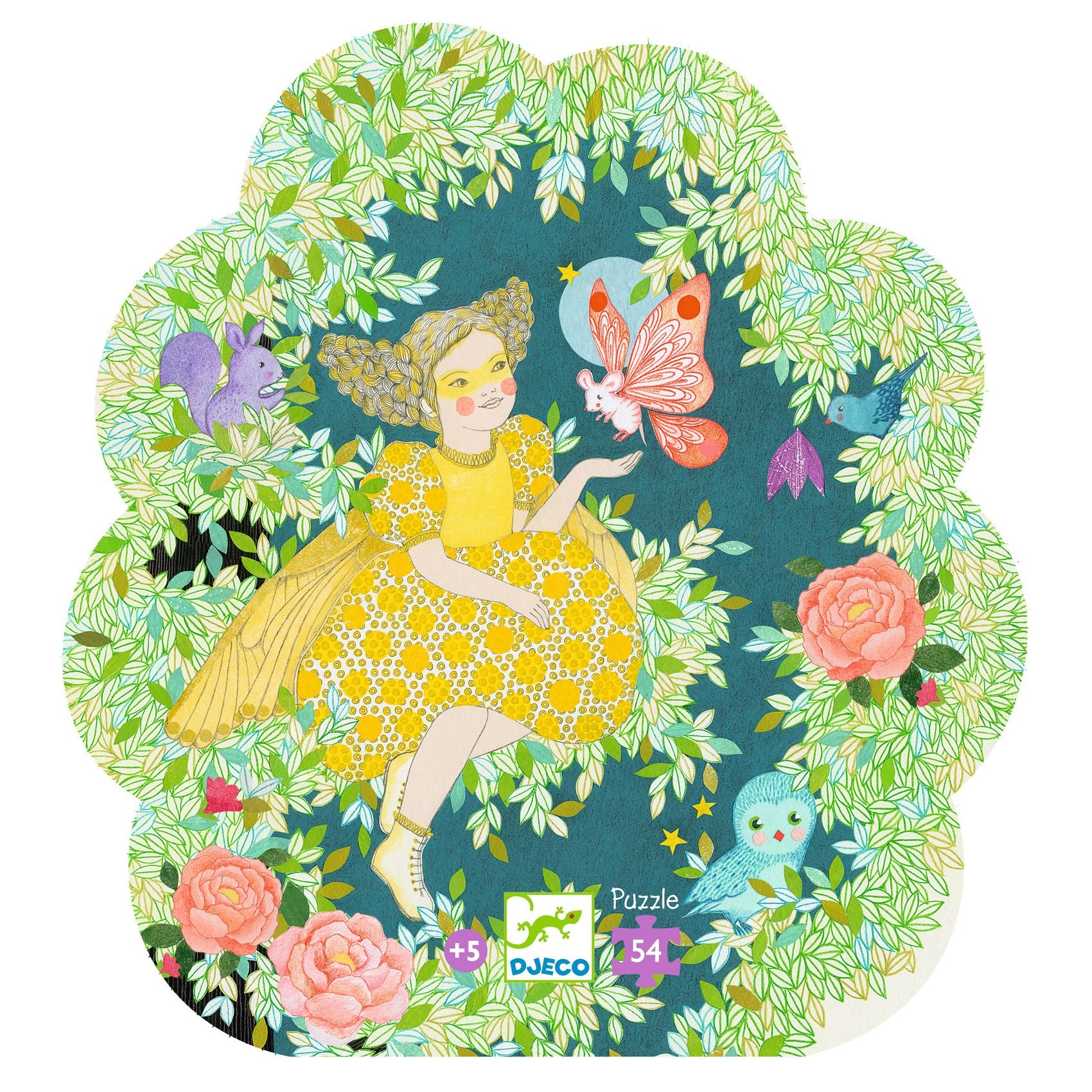 Djeco Flora's Tree 54-Piece Puzzle | Educational Wooden Jigsaw for Kids Ages 5+ | Perfect Birthday Gift for 5-Year-Old Girls | Fun Indoor Activity & Classroom Learning Tool
