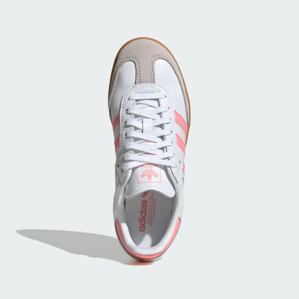 Adidas Kids' Samba OG Sneakers - White & Coral Pink | Classic Soccer-Inspired Shoes for Boys & Girls | Perfect for School, Sports & Casual Wear