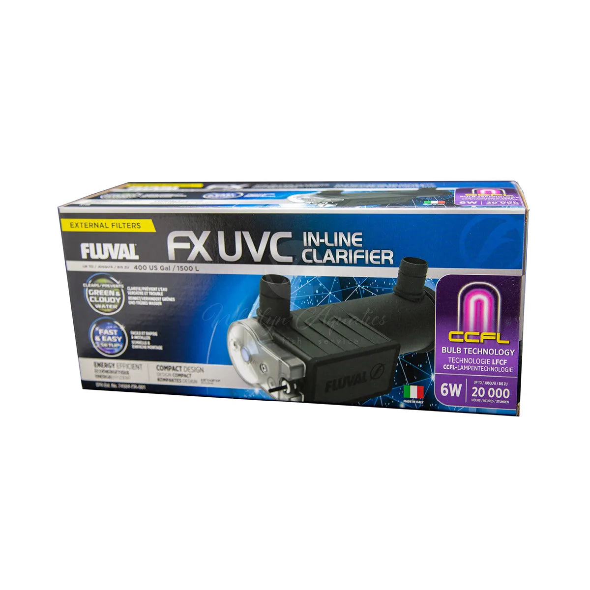 Fluval FX Series UVC In-Line Clarifier for FX2, FX4, FX6 Canister Filters - Crystal Clear Aquarium Water for Freshwater & Saltwater Tanks