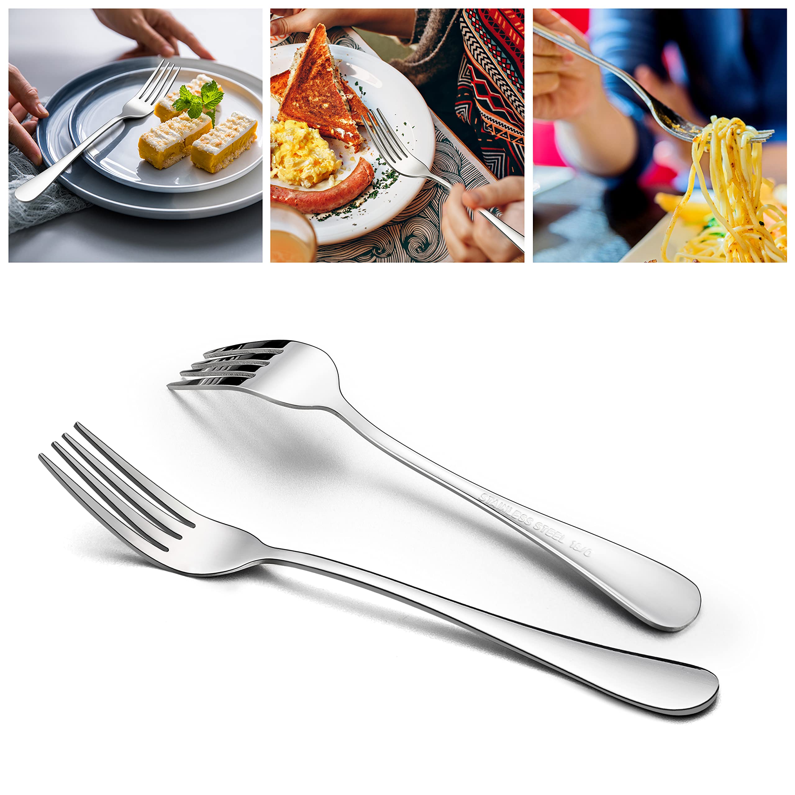 16-Piece Stainless Steel Silverware Set - 8 Dinner Forks & 8 Spoons - Mirror Polished Flatware Cutlery for Home, Kitchen & Hotel Use - Dishwasher Safe - Perfect for Everyday Dining, Parties & Restaurant Service