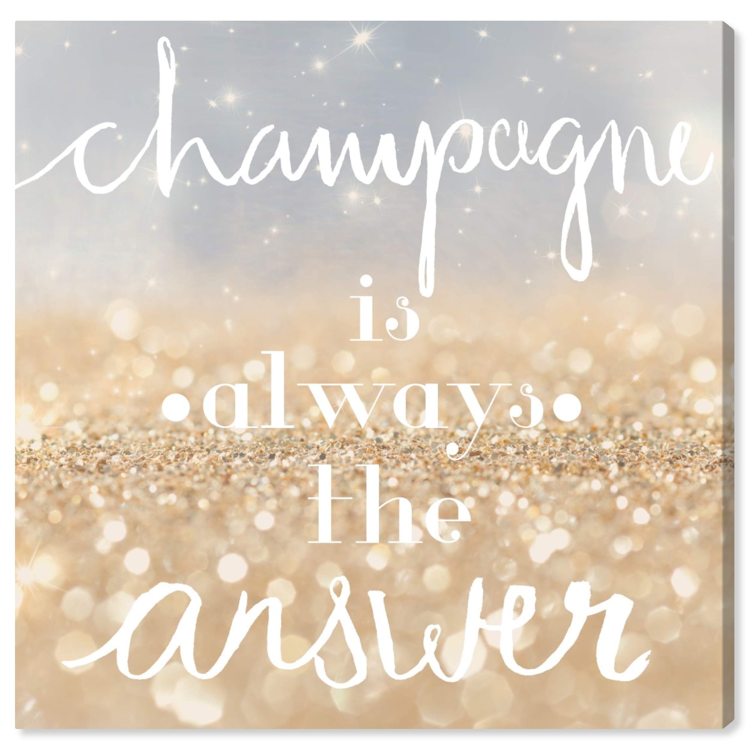 Oliver Gal Artist Co. 'Champagne is Always The Answer' 20x20 Inch Wall Art Canvas Print - Elegant Drinks & Spirits Home Decor for Dining Room, Bar, or Kitchen