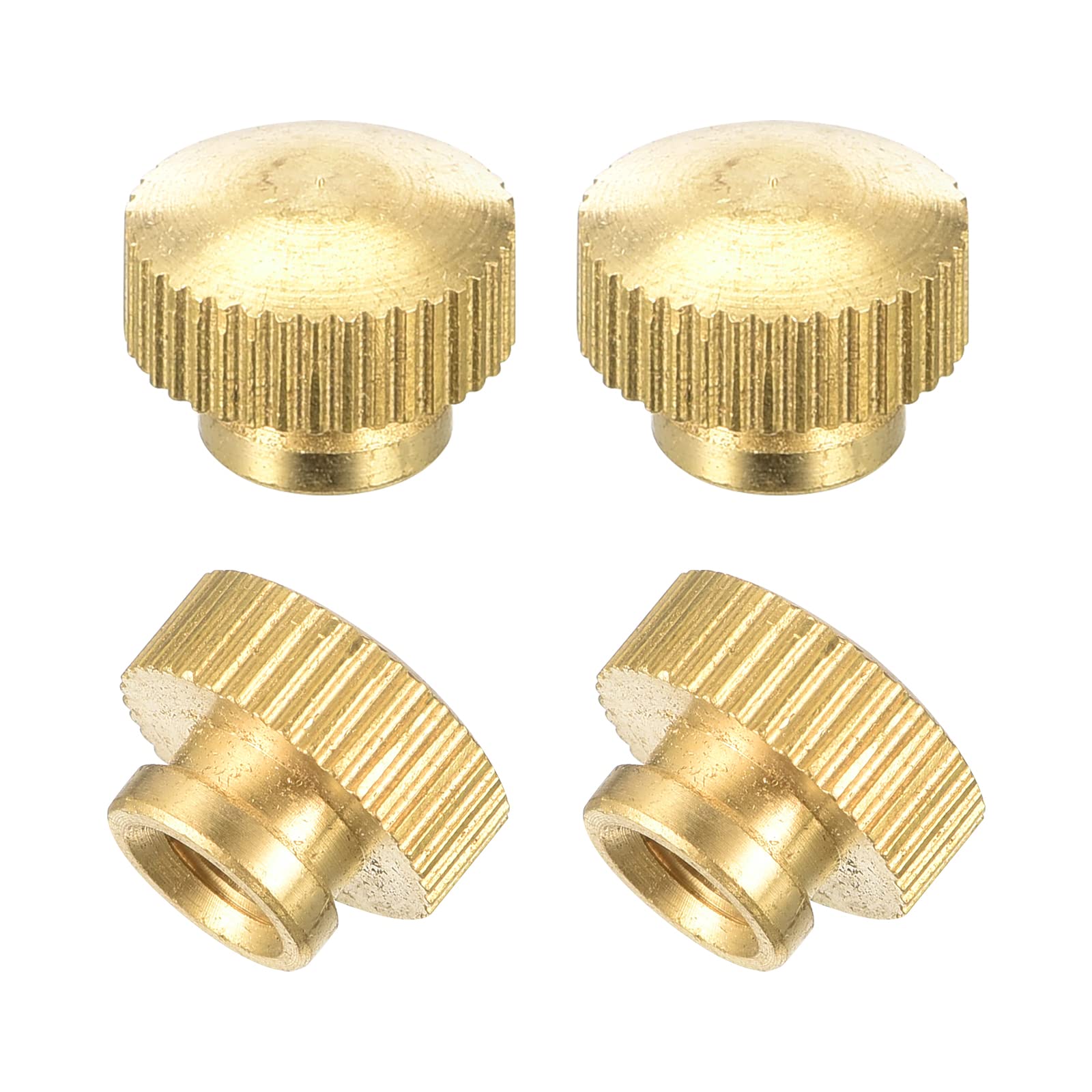 uxcell Brass Knurled Thumb Nuts M5x0.8mm - Round Stepped Knob Fasteners for 3D Printers & Electronics (4Pcs) - Perfect for DIY Projects, CNC Machines, and Equipment Assembly