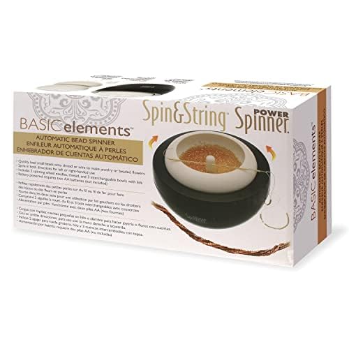 The Beadsmith Spin & String Power Spinner – Plastic Beading Spinning Wheel with 3 Cups & 2 Needles – Battery-Operated (2 AA) – Fast Seed Bead Stringing for Jewelry Making, Fringe, DIY Crafts – Perfect for Necklaces, Bracelets & Home Decor Projects