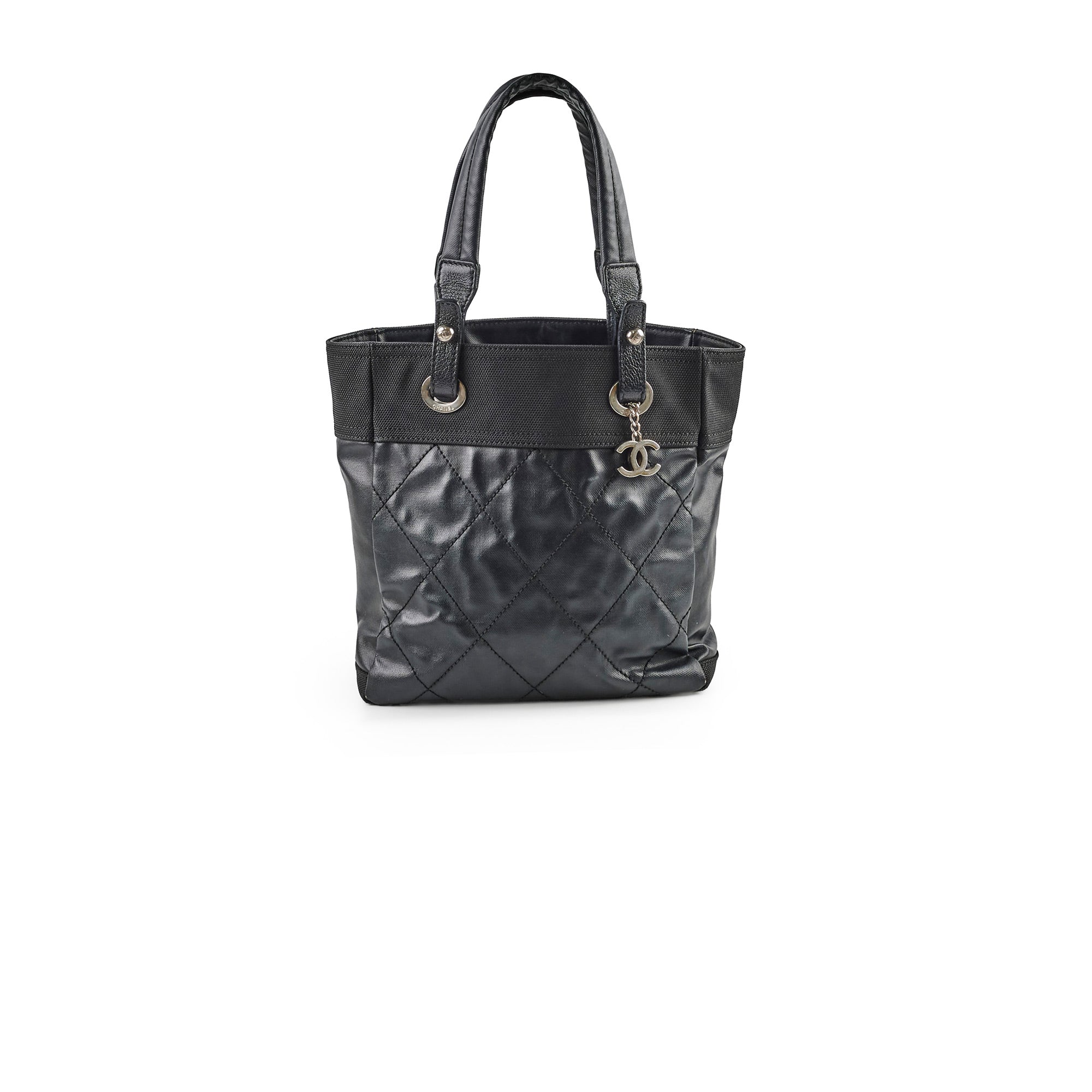 Chanel Paris Biarritz Small Black Leather Tote Bag - Authentic 2008/2009 Collection | Luxury Designer Handbag for Women, Work, Travel & Everyday Use