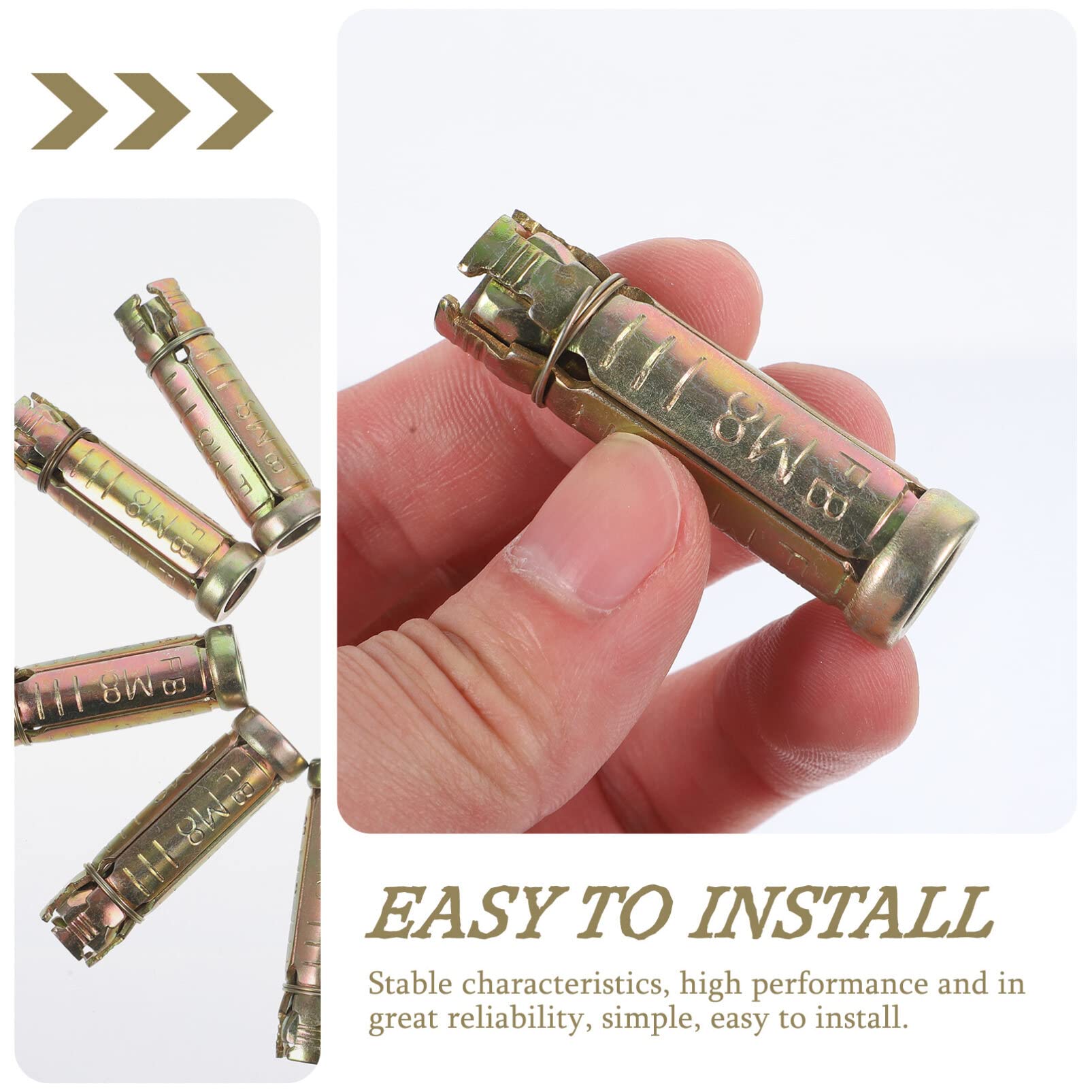 iplusmile 10pcs Concrete Bolt Set - Professional Knurled Drop-in Anchors for Concrete, Steel Bolt Socket Solid - Perfect for Construction, Masonry, and DIY Projects