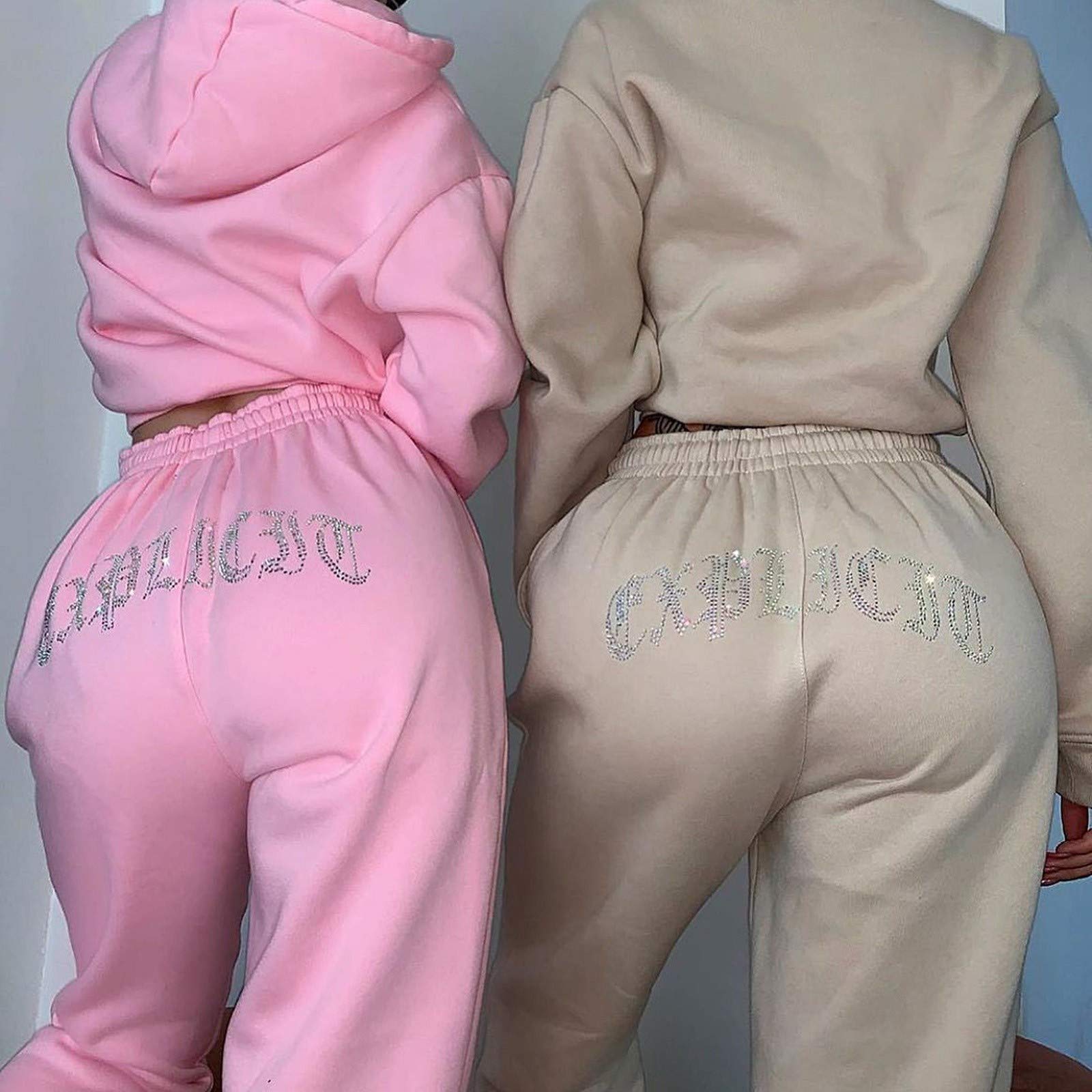 Women's Fleece Sports Suit - Long Sleeve Hoodie & Trousers Lounge Set - Cozy Winter Sweatsuit for Running, Yoga & Home Relaxation