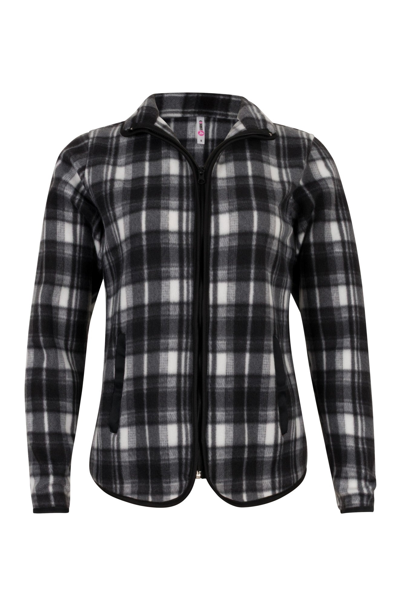 Jacquard Check Polar Fleece Jacket for Men & Women | Warm Winter Coat | Black/White | 3521B1 | Perfect for Outdoor Activities, Camping & Casual Wear