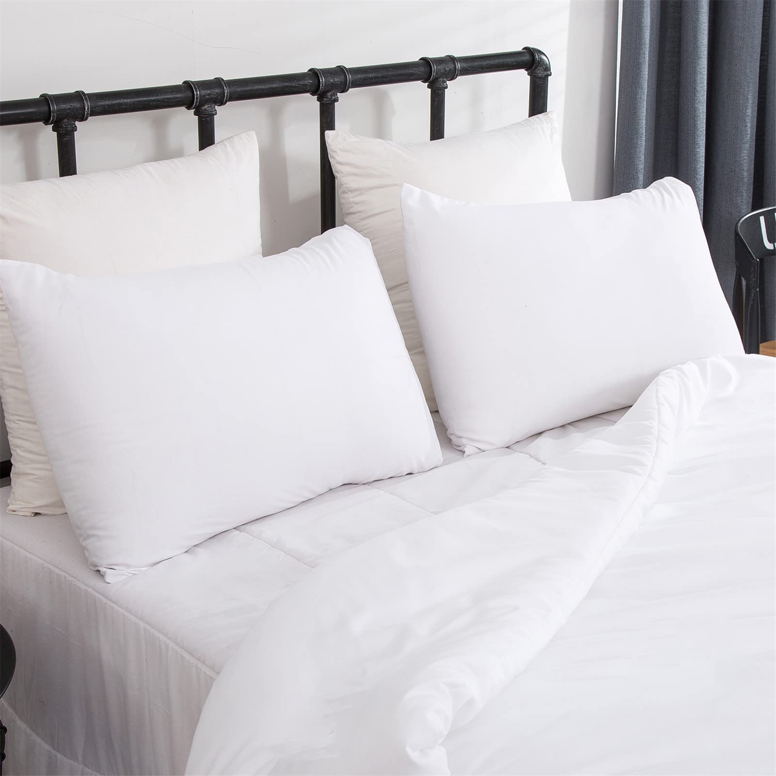 Luxlovery White Comforter Set Twin - Soft Breathable 3-Piece Bedding Set with Solid Quilt & Blanket for Twin Bed | Perfect for Guest Rooms, Dorms & Cozy Bedrooms