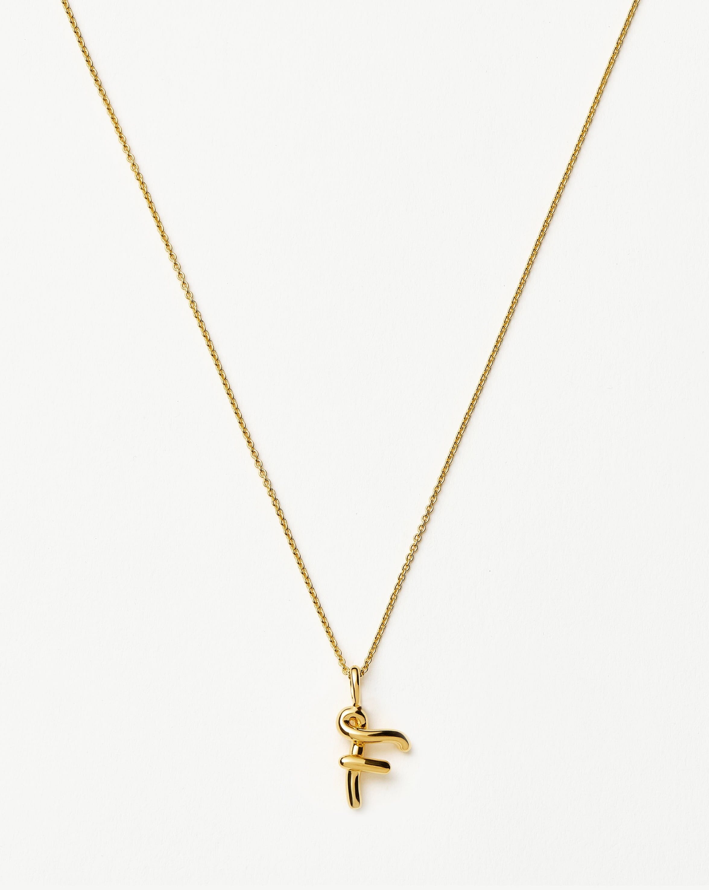Curly Molten Mini Initial Necklace - Personalized Letter F Pendant in 18k Gold Vermeil | Dainty Layering Jewelry for Women, Perfect Gift for Birthday, Anniversary & Valentine's Day