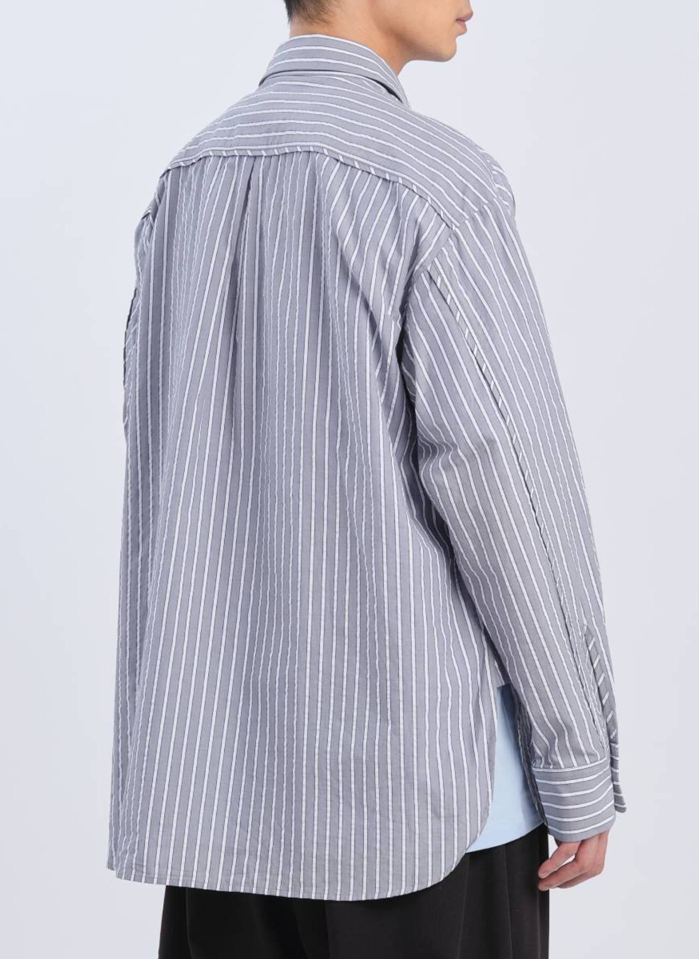 Classic Cotton Seersucker Collar Shirt for Men - Breathable Summer Casual Wear for Office & Outdoor Activities
