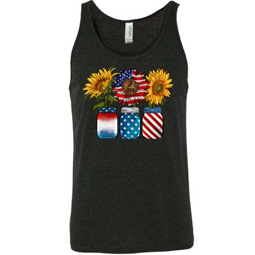 Sunflower Mason Jars Graphic T-Shirt - Unisex Cotton Tee for Men & Women - Perfect for Summer Outfits, Casual Wear & Gift Giving