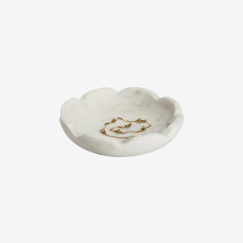 Belle de Provence White Marble Jewelry Bowl - Elegant Home Decor for Jewelry Storage & Display | Perfect for Vanity, Dresser, or Bathroom Organizer