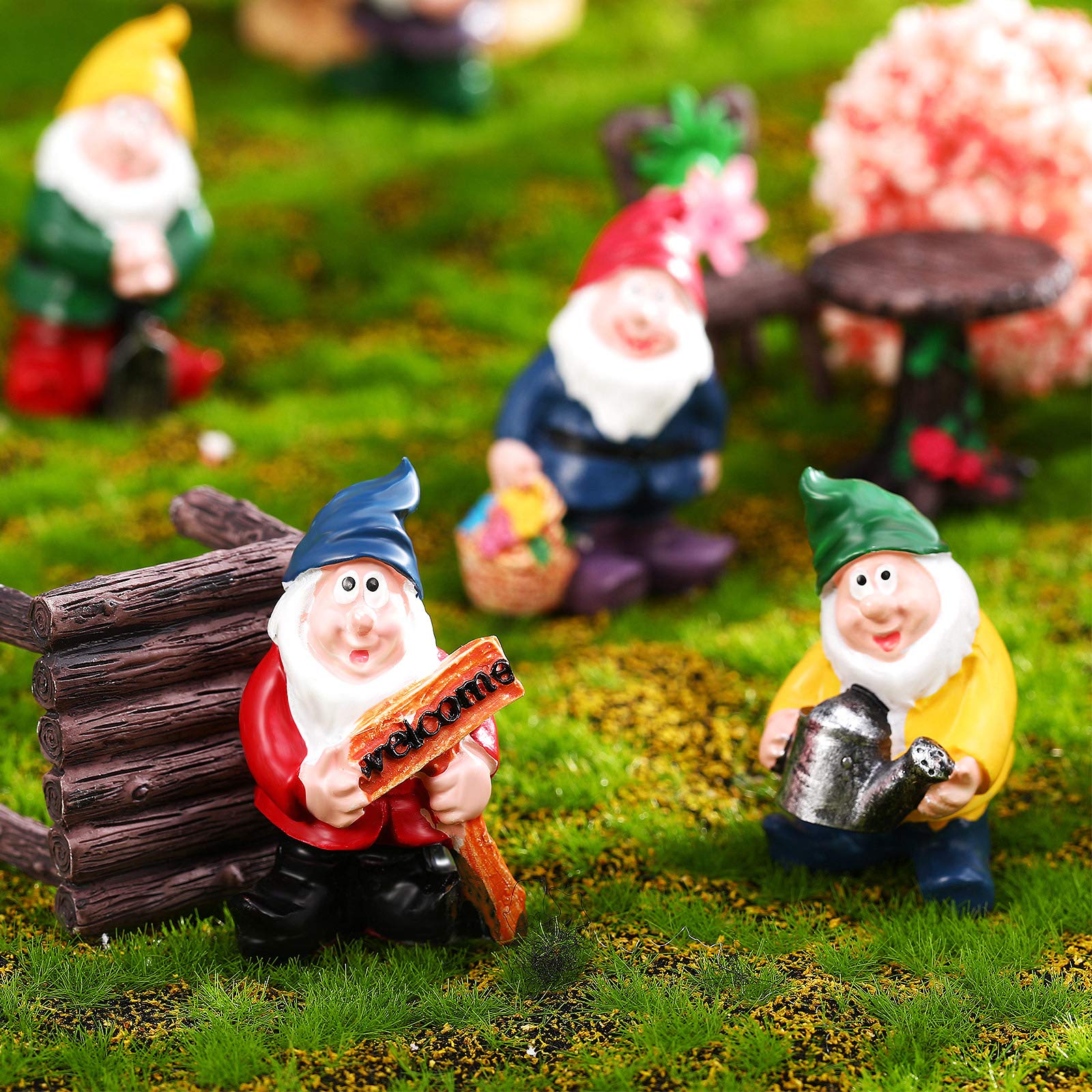 Jetec 10-Piece Mini Garden Gnome Ornament Set - Cute Dwarf Statues for Outdoor Decor, Potted Plants & Desktop Display | Perfect for Fairy Gardens, Lawn Decor & Home Office Decoration