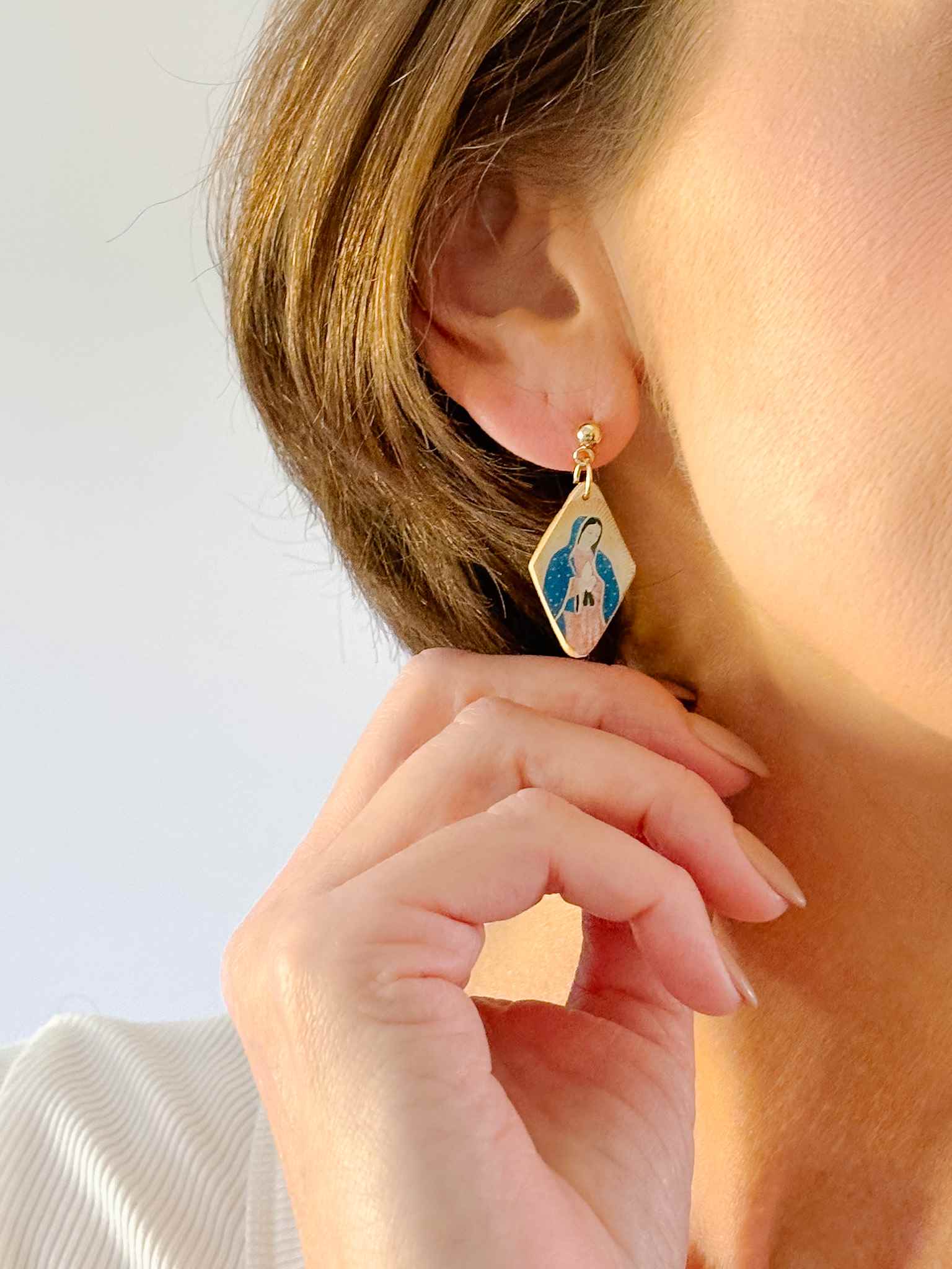 Handmade Our Lady of Guadalupe Earrings - Religious Jewelry for Women - Perfect for Church, Prayer & Special Occasions