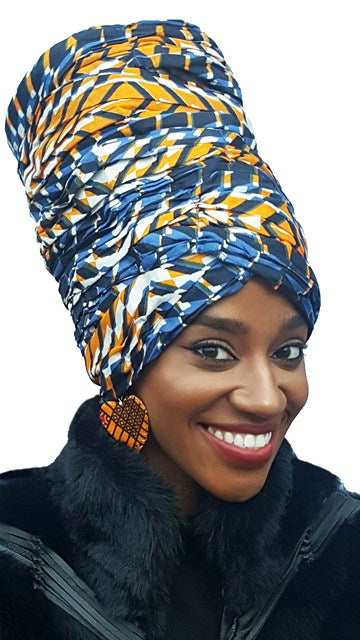 African Print Giga Pre-Tied Head Wrap - Stylish & Comfortable Headscarf for Women - Perfect for Church, Weddings, Parties & Everyday Wear