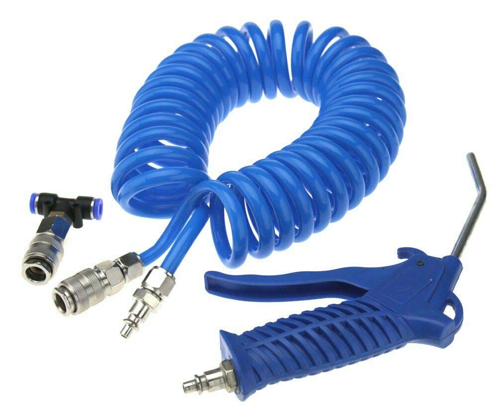 5m Recoil Hose Air Duster Blow Gun with 120mm Nozzle - for Workshop & DIY Cleaning