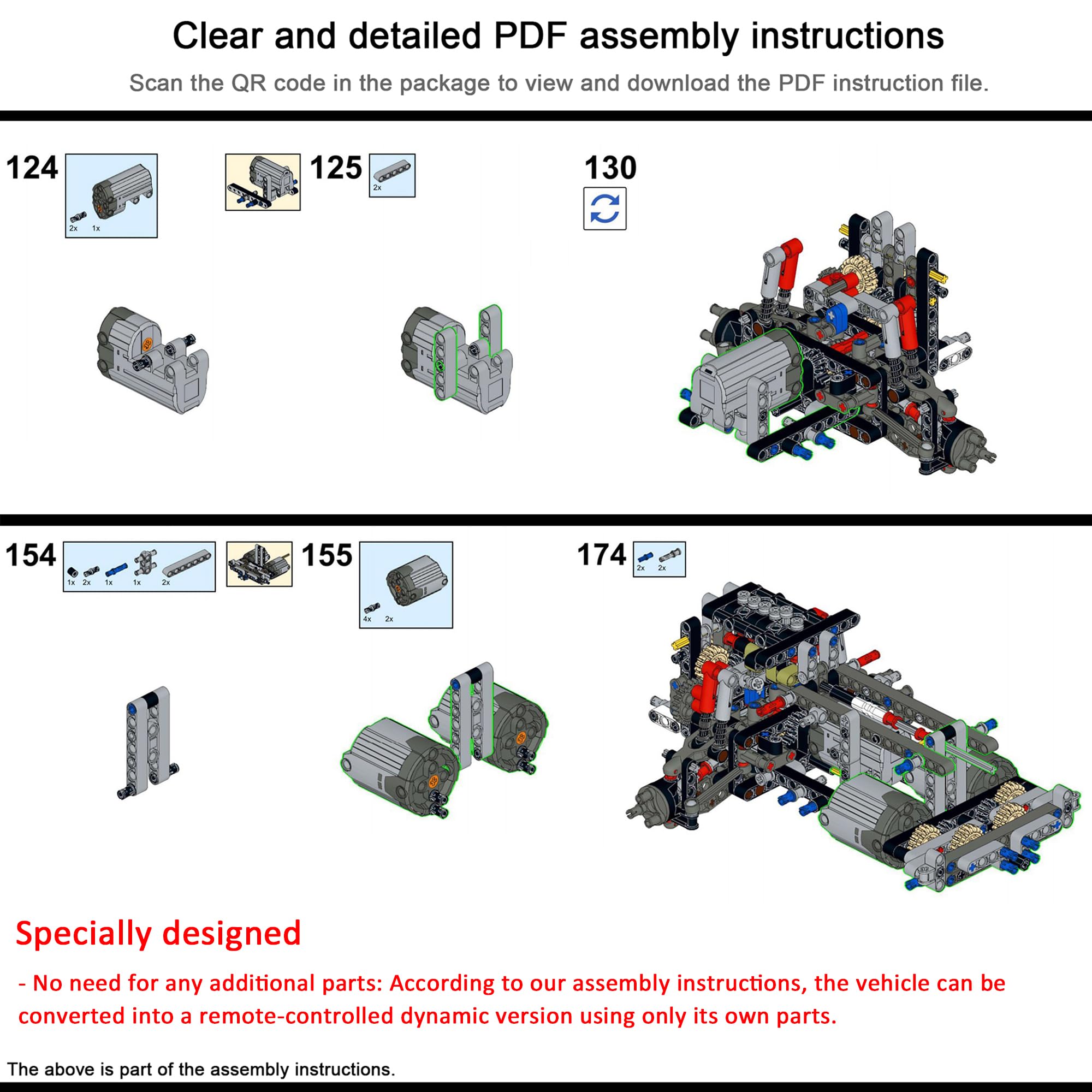 Power Functions Motor Set for Lego 42110 Land Rover Defender (Model Not Included) - Perfect for DIY Lego Technic Car Building & Remote Control Upgrades