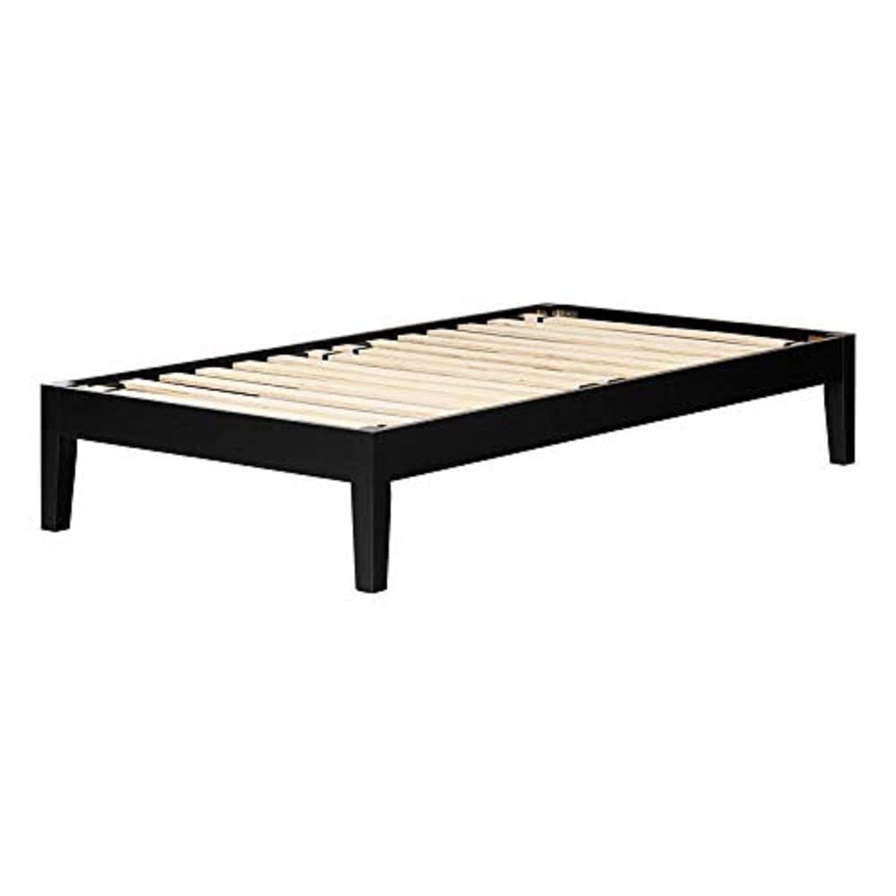 South Shore Vito Twin Platform Bed Frame - Black Wooden Bed for Kids & Teens - Perfect for Small Bedrooms & Dorm Rooms