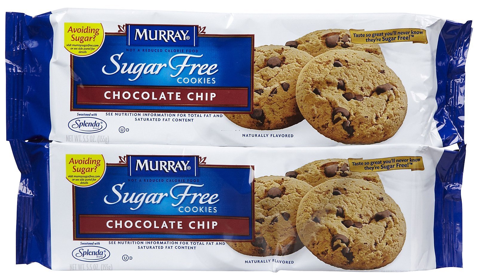 Sugar Free Chocolate Chip Cookies by Murray - 5.5 oz (2 Pack) | Keto-Friendly Low Carb Snacks for Diabetics & Weight Loss - Perfect for Office, School & Travel