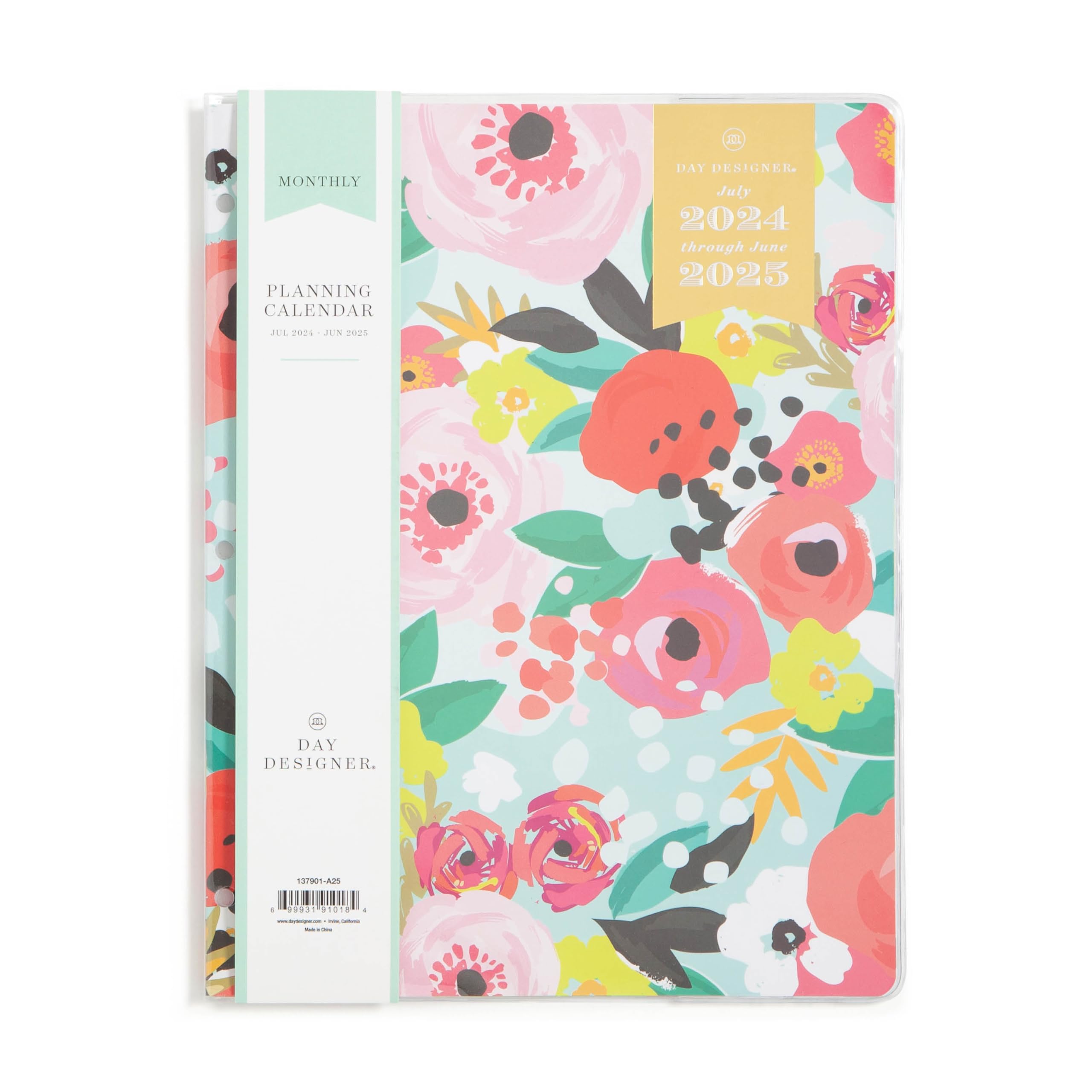 2024-2025 Academic Planner - Blue Sky Day Designer Monthly Organizer 8.5” x 11” with Clear Cover & Stapled Binding, Secret Garden Mint (137901-A25) - Perfect for Students, Teachers & Office Professionals