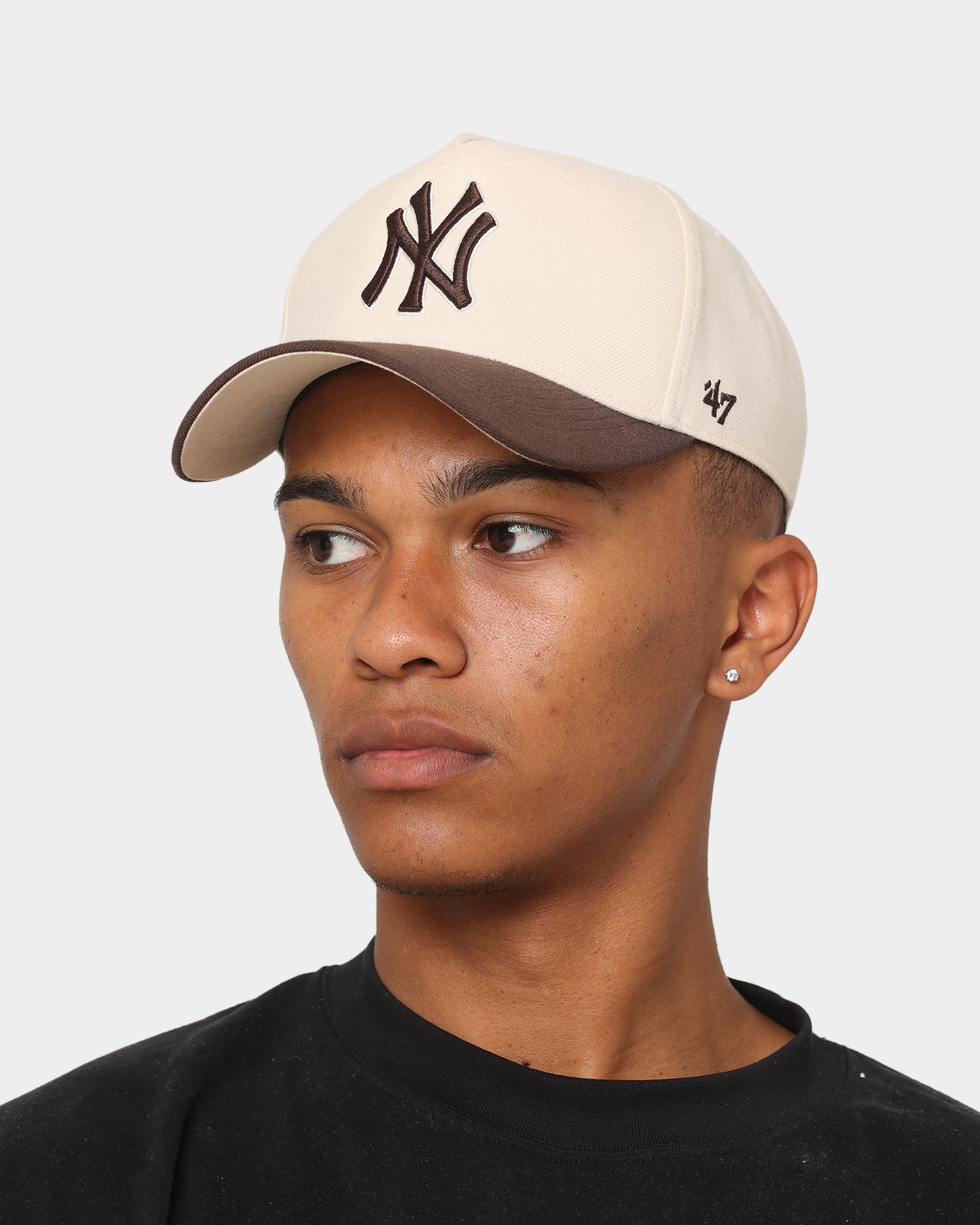 New York Yankees 'Cookies & Cream' MVP DT Snapback Hat - 47 Brand Replica Cap in Natural/Brown for Baseball Fans & Streetwear Fashion