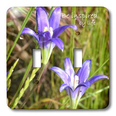3dRose LLC lsp_23506_2 Be Inspired Purple Flowers Double Toggle Switch - Decorative Wall Plate for Home & Office Decor