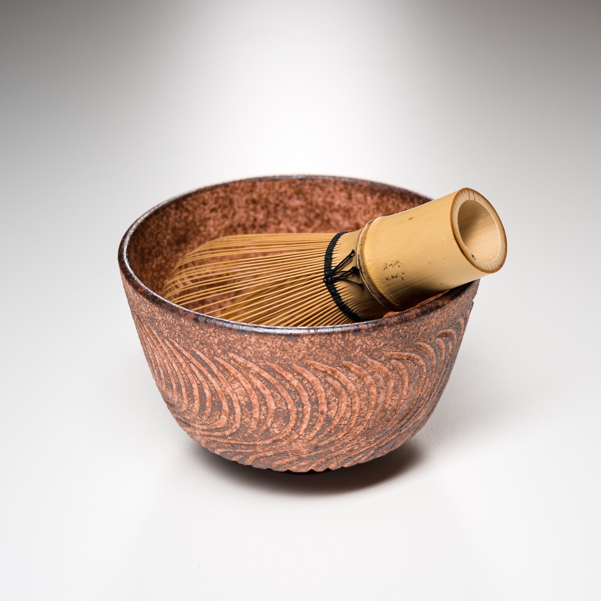 Handmade Kyo Kiyomizu Ware Matcha Bowl - Nejiri Sogimon Reddish Brown Ceramic Tea Cup | Authentic Japanese Tea Ceremony Accessory for Matcha, Green Tea & Zen Meditation