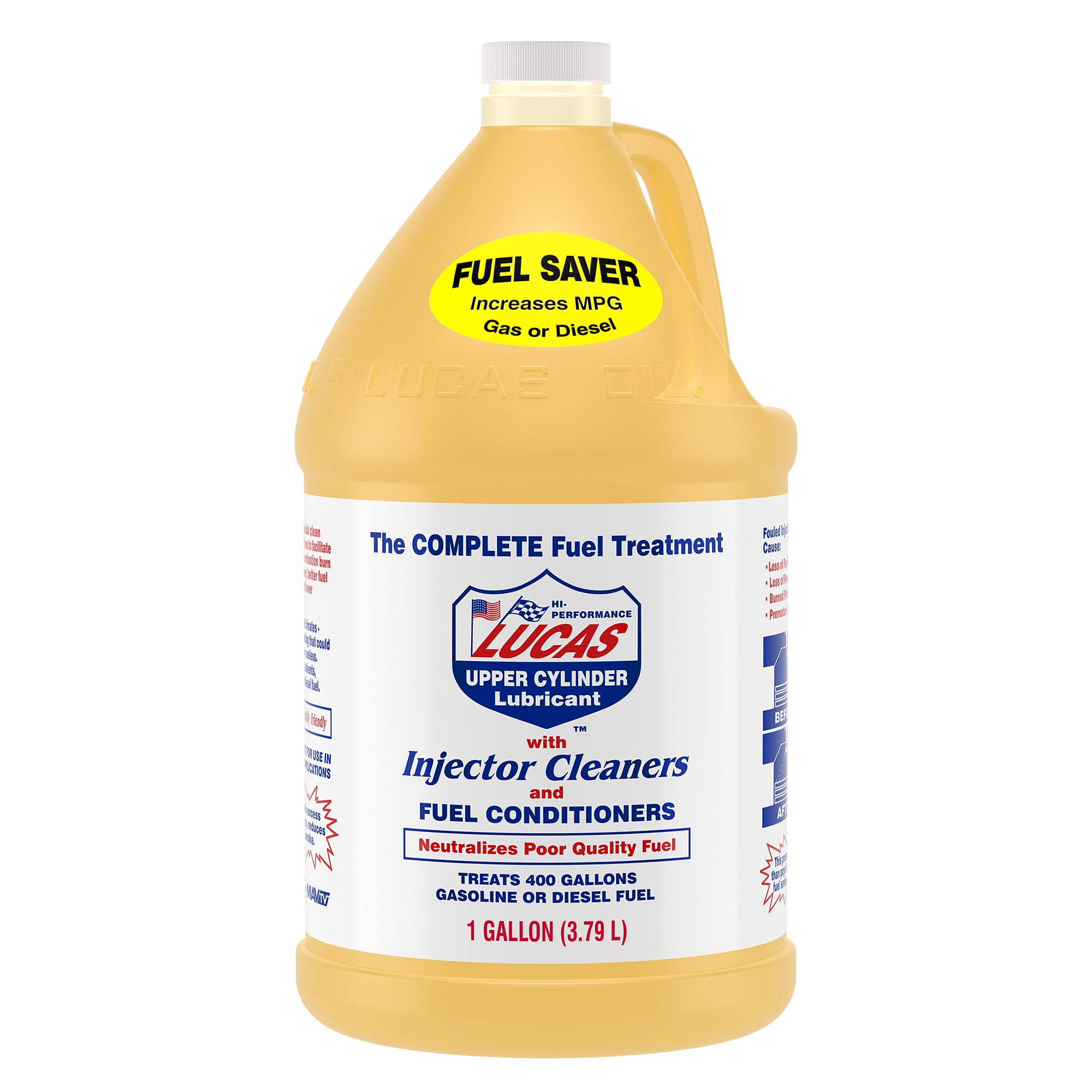 Lucas Oil 10013 Fuel Treatment - 1 Gallon (Pack of 4) | Gasoline & Diesel Additive for Improved Engine Performance & Fuel Efficiency | Ideal for Cars, Trucks, Boats & Heavy Equipment