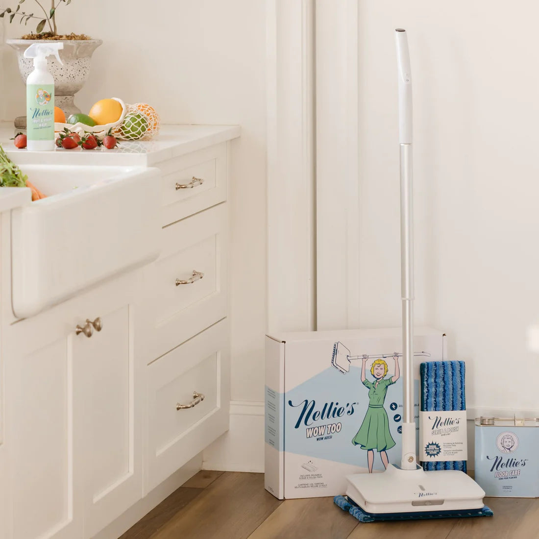 Nellie's WOW TOO Cordless Electric Mop - Lightweight Spin Mop for Hardwood Floors & Tile Cleaning - Perfect for Home, Kitchen & Pet Hair Removal
