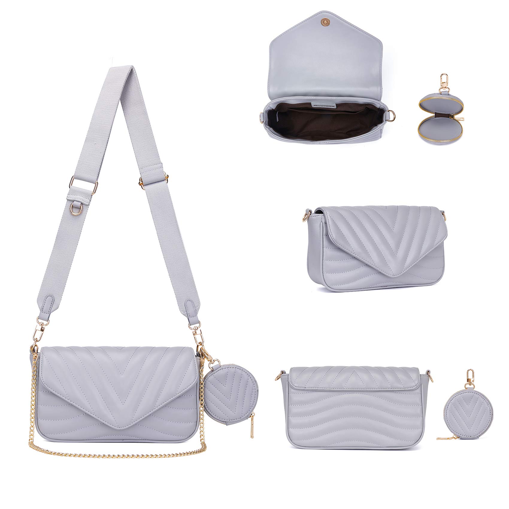 Stylish Quilted Crossbody Bag for Women - Multi-Functional Designer Purse with Detachable Coin Pouch & 2 Sizes | Perfect for Everyday Use, Travel, and Fashion Accessories